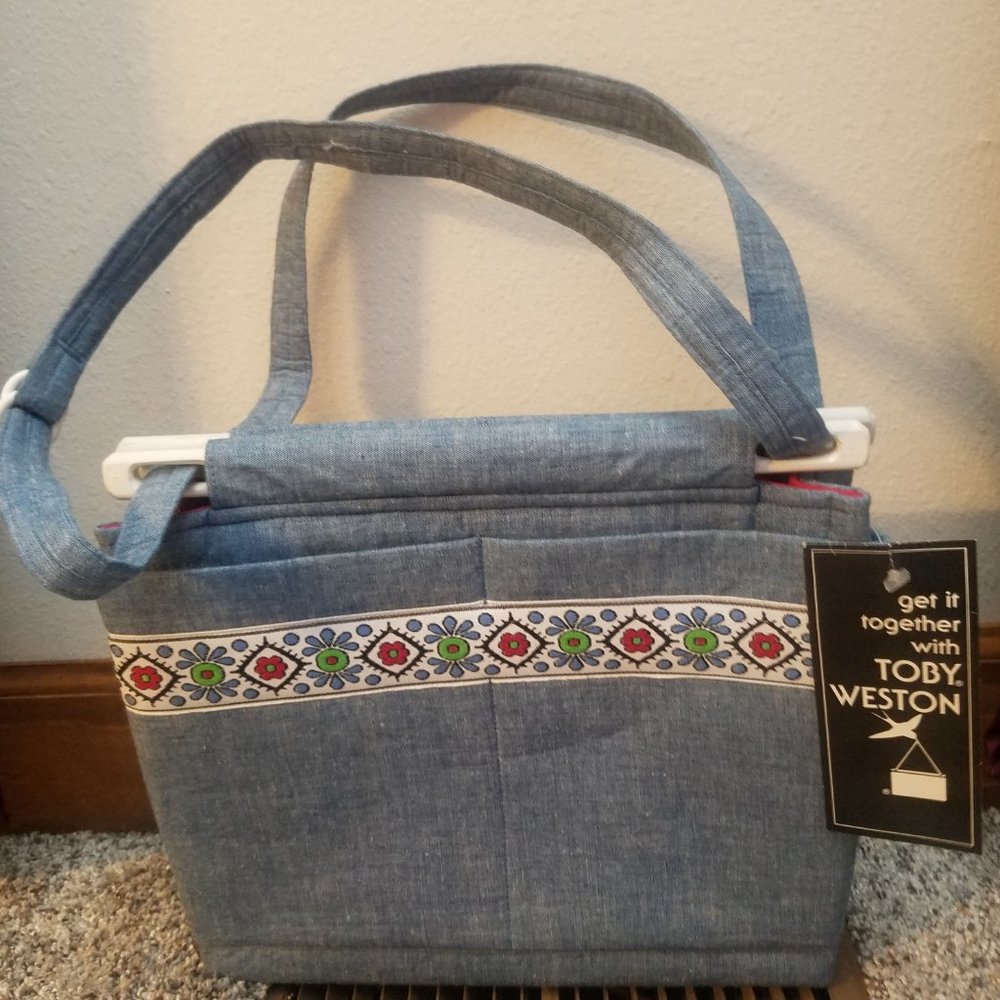 Vintage TOBY WESTON Denim Purse, Handbag; Convertible/Hidden Panel, NWT!